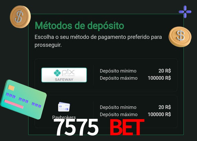 O cassino 7575 Bet oferece uma grande variedade de métodos de pagamento